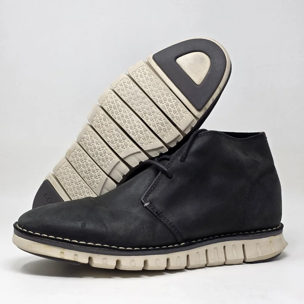 Cole Haan Zerogrand Chukka Boots Men's Size 9.5 Black Leather Ankle C22148
